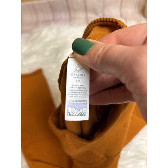 Aerie Offline 7/8 Leggings Burnt Orange Ruche Waist Size S NEW READ DESC - Picture 4 of 6